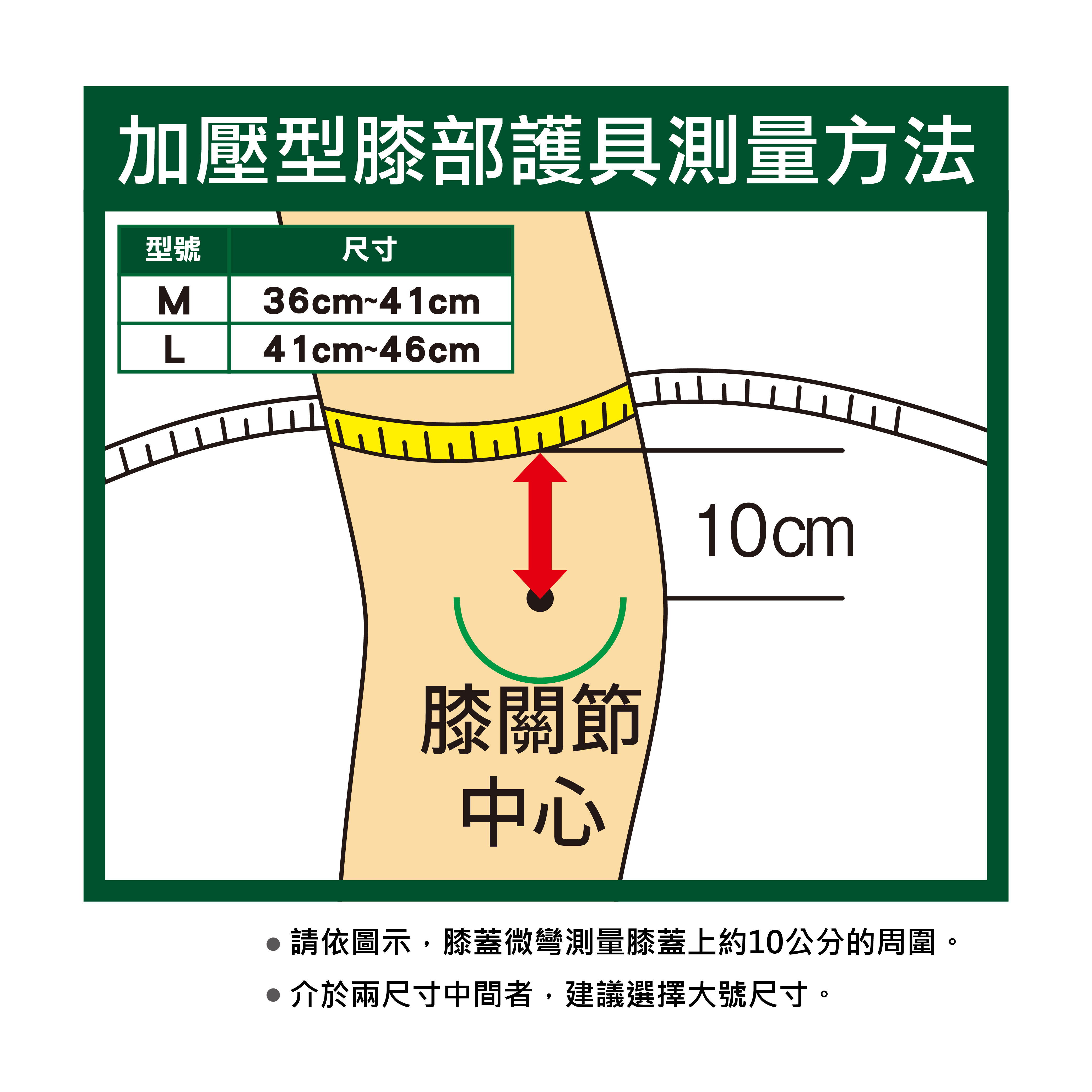萬特力護具-膝部測量方法